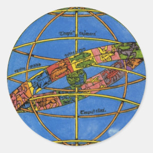 Sticker Rond Claude Ptolémée Astronome, Céleste Vintage 