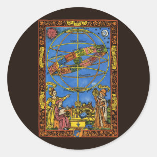 Sticker Rond Claude Ptolémée Astronome, Céleste Vintage 