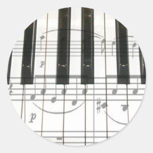 Sticker Rond Clavier de piano et notes musicales