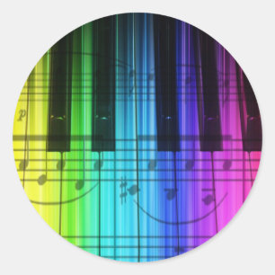 Sticker Rond Clavier et notes Rainbow Piano