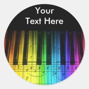 Sticker Rond Clavier et notes Rainbow Piano