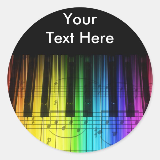 Sticker Rond Clavier et notes Rainbow Piano (Devant)