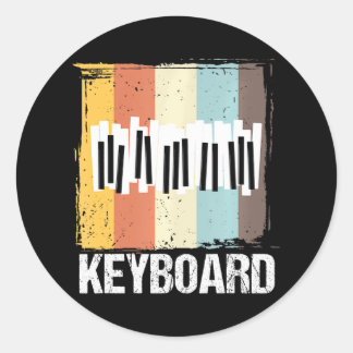 Sticker Rond Clavier Pianiste Retro Clavier Piano Player