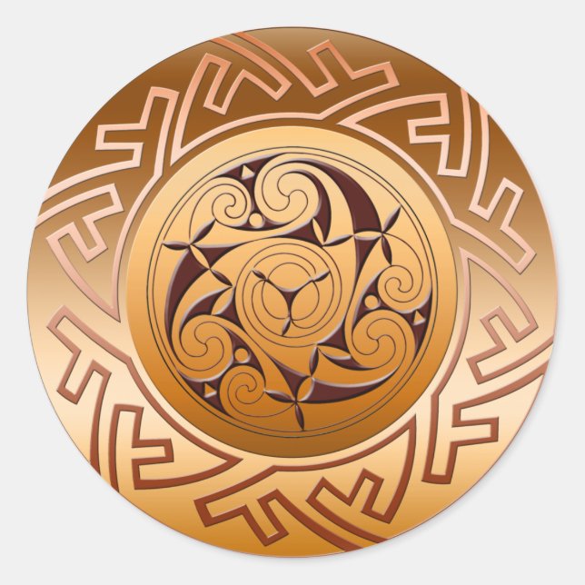 Sticker Rond Clé celtique et spirale (Devant)