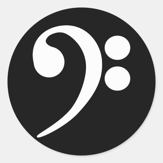 Sticker Rond Clé de basse blanche (Devant)