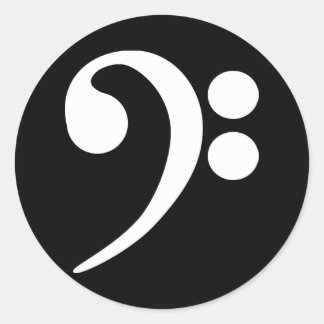 Sticker Rond Clé de basse blanche