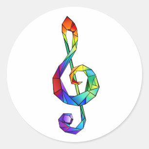 Sticker Rond Clé de la musique arc-en-ciel