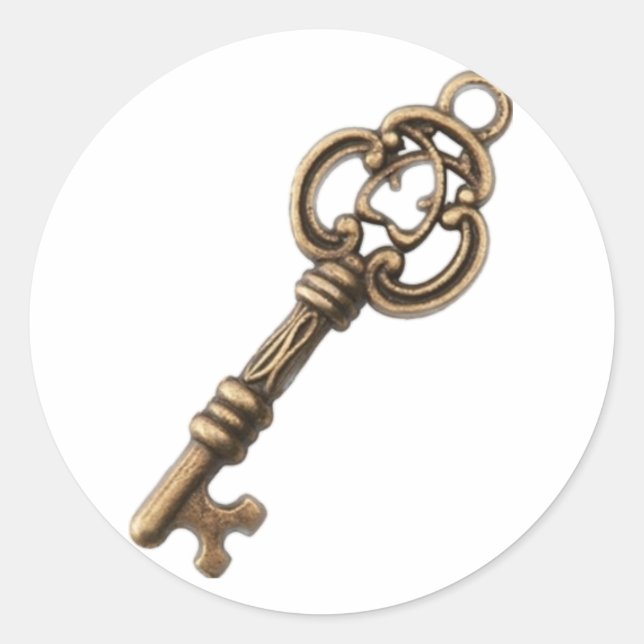 Sticker Rond Clé Vintage antique rustique (Devant)