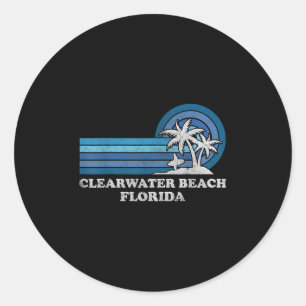 Sticker Rond Clearwater Beach Floride Famille Vintage Vac été