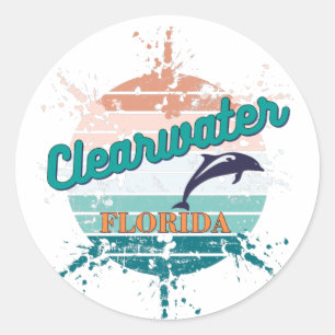 Sticker Rond Clearwater Florida Retro Vintage Explosion coucher