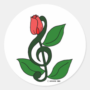 Sticker Rond Clef rose