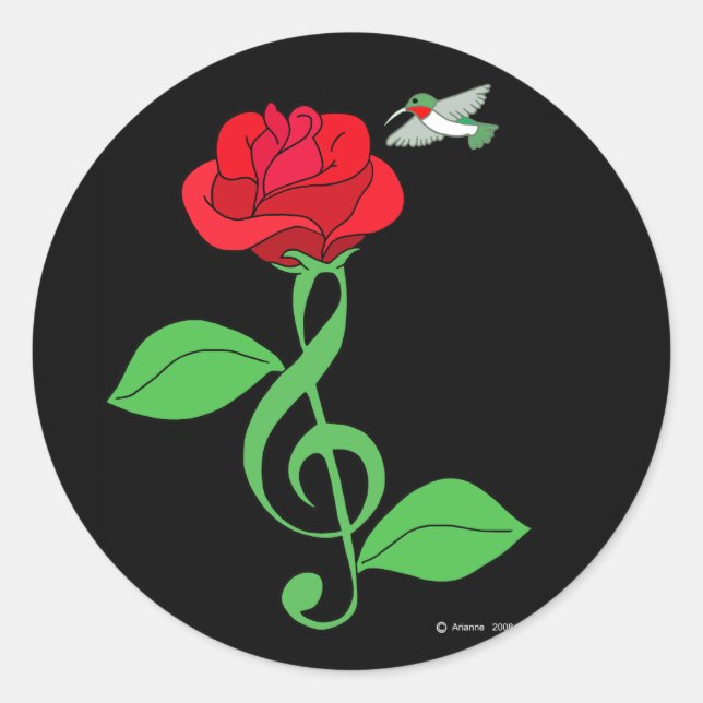 Sticker Rond Clef, Rose de colibri (Devant)