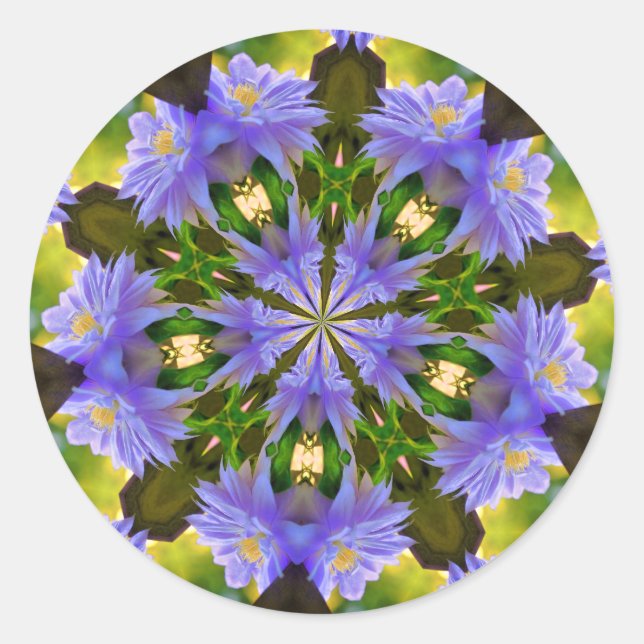Sticker Rond Clematis Abstrait Flower Art (Devant)