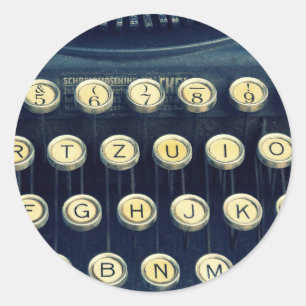 Sticker Rond Clés de clavier de machine à écrire Vintages