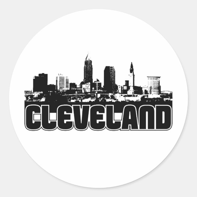 Sticker Rond Cleveland Skyline (Devant)