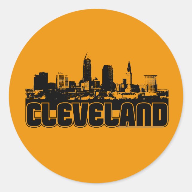 Sticker Rond Cleveland Skyline (Devant)