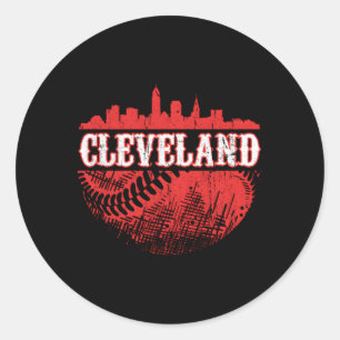 Sticker Rond Cleveland Skyline City Baseball A Rencontré À Game