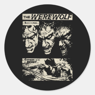 Sticker Rond Clic Horror Monster Horror Comic Werewolf Ma