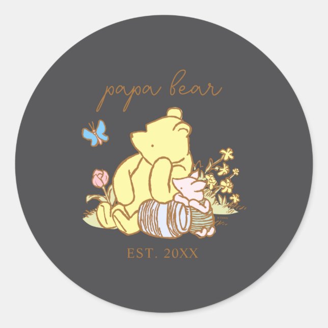 Sticker Rond Clic Papa Bear New Dad  (Devant)