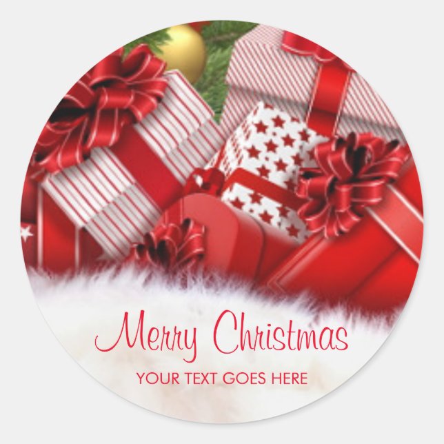 Sticker Rond Client Joyeux Noël Texte Cadeaux Modèle (Devant)