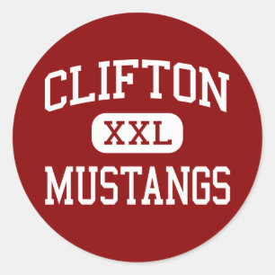 Sticker Rond Clifton - Mustangs - High - Clifton New Jersey