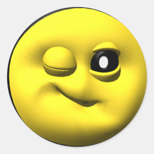 Sticker Rond Cligner de l'oeil le jaune