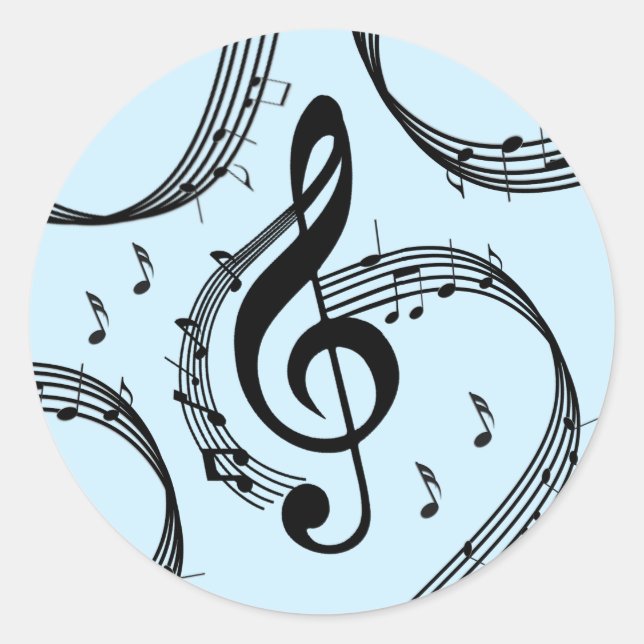 Sticker Rond Climacic G Clef Music Blue (Devant)