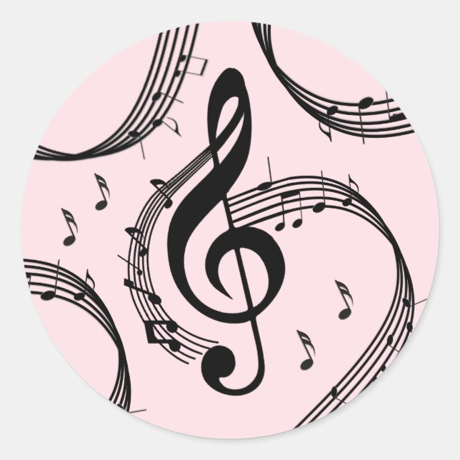 Sticker Rond Climacic G Clef Music Rose (Devant)