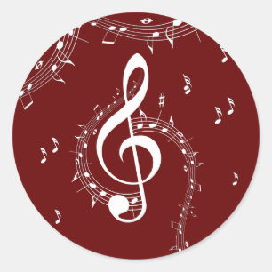 Sticker Rond Climacic G Clef Music Rouge