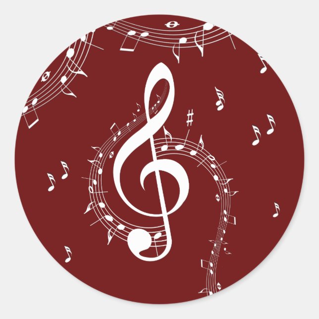Sticker Rond Climacic G Clef Music Rouge (Devant)
