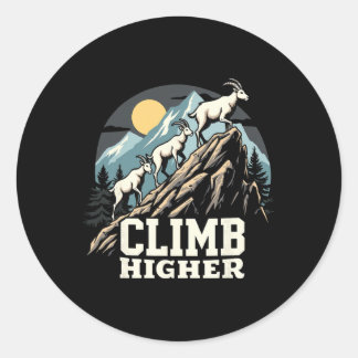 Sticker Rond Climb Higher Mountain Goat Adventure Motivational 