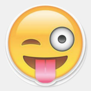 Sticker Rond Clin d'oeil effronté d'emoji