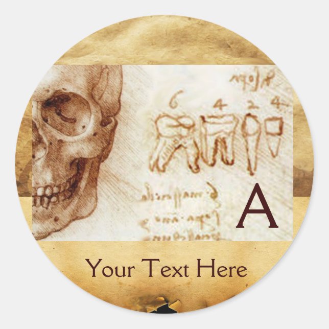 Sticker Rond CLINIQUE DENTAIRE, MONOGRAMME DENTISTE, Parchemin  (Devant)