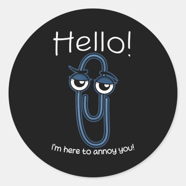 Sticker Rond Clippy Paper Clip Funny Meme Page Note Sarcastic  (Devant)
