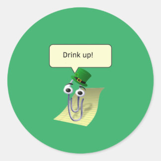 Sticker Rond Clippy St. Patrick's Day