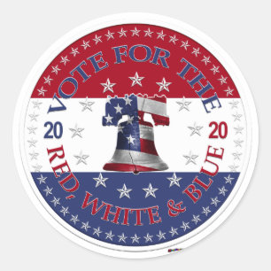 Sticker Rond Cloche de la Liberté rouge, blanche et bleue pour