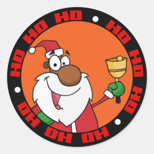 Sticker Rond Cloche sonnant Noir Père Noël