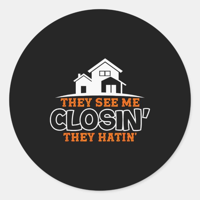 Sticker Rond Closing S Like A Boss Real Estate Funny Realtor  (Devant)