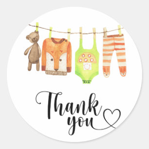 Sticker Rond Clothesline baby shower merci