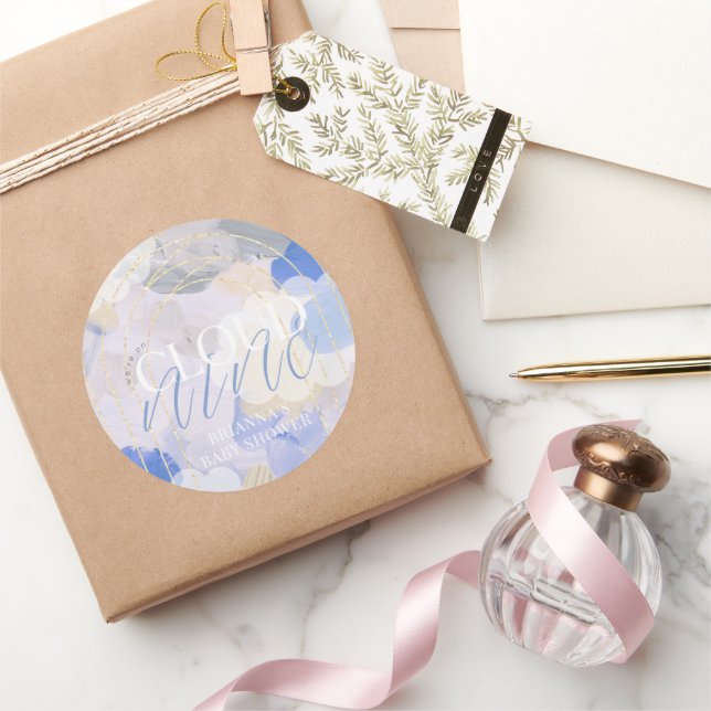 Sticker Rond Cloud 9 Gouache Peinture Baby shower de brosse (Cadeaux)