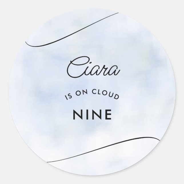 Sticker Rond Cloud 9 Pastel Sky Clouds Fête des mariées moderne (Devant)