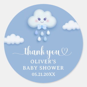 Sticker Rond Cloud bleu pastel doux 9 baby shower garçon