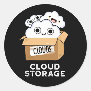 Sticker Rond Cloud Storage Funny Météo Technology Pun Dark BG