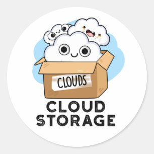 Sticker Rond Cloud Storage Funny Weather Technology Pun