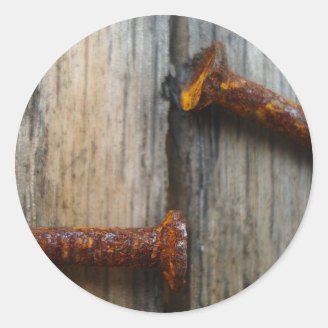 Sticker Rond Clous rouillés en bois2 (Devant)