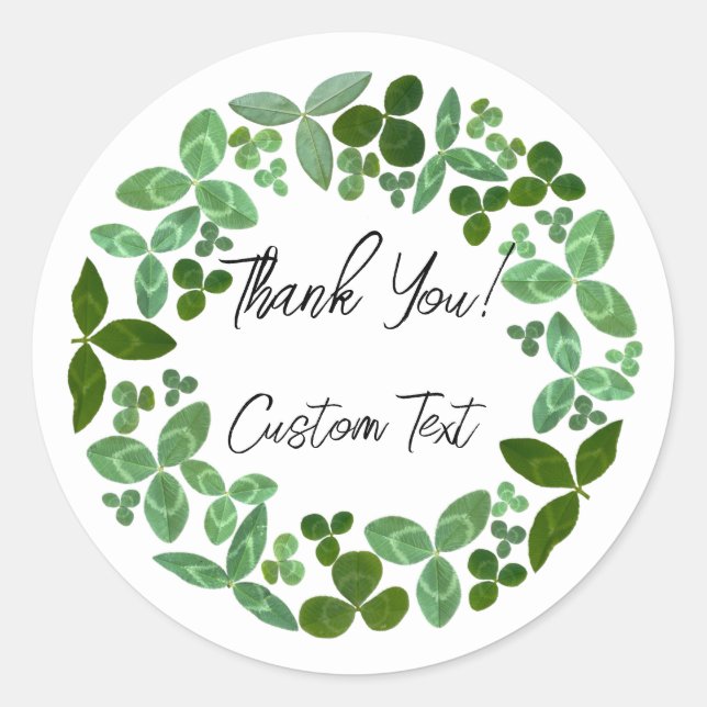 Sticker Rond Clover vert - Charme de chance vert personnalisabl (Devant)
