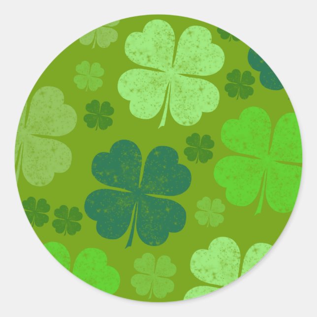 Sticker Rond Clovers verts, Lucky Clovers, Saint Patrick's Day (Devant)
