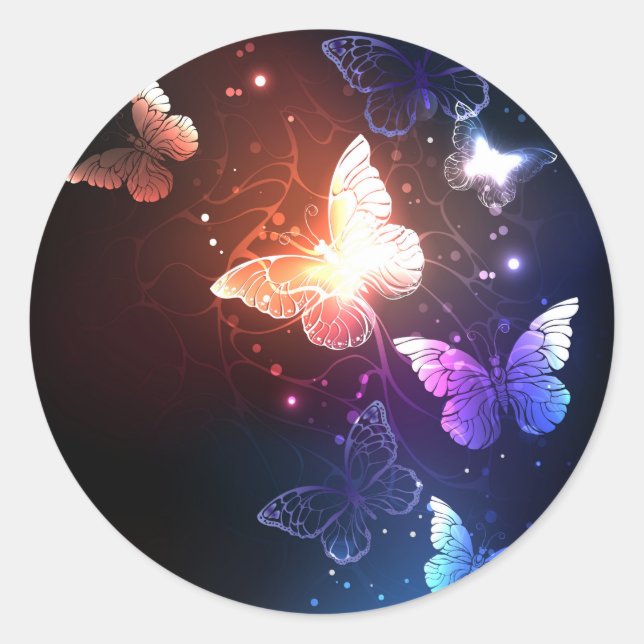 Sticker Rond Clowing Night Butterflies (Devant)
