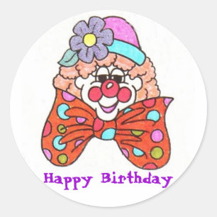 Sticker Rond Clown de joyeux anniversaire