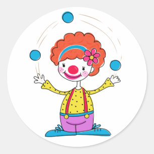 Sticker Rond Clown en jonglage
